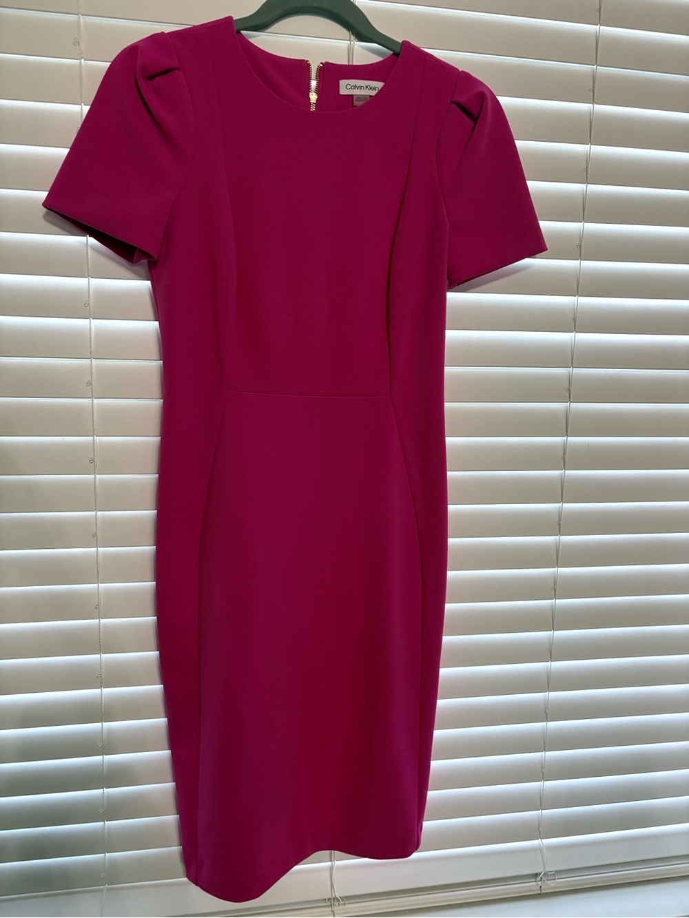 Calvin Klein Bright Fuchsia Short-Sleeve Sheath Dress